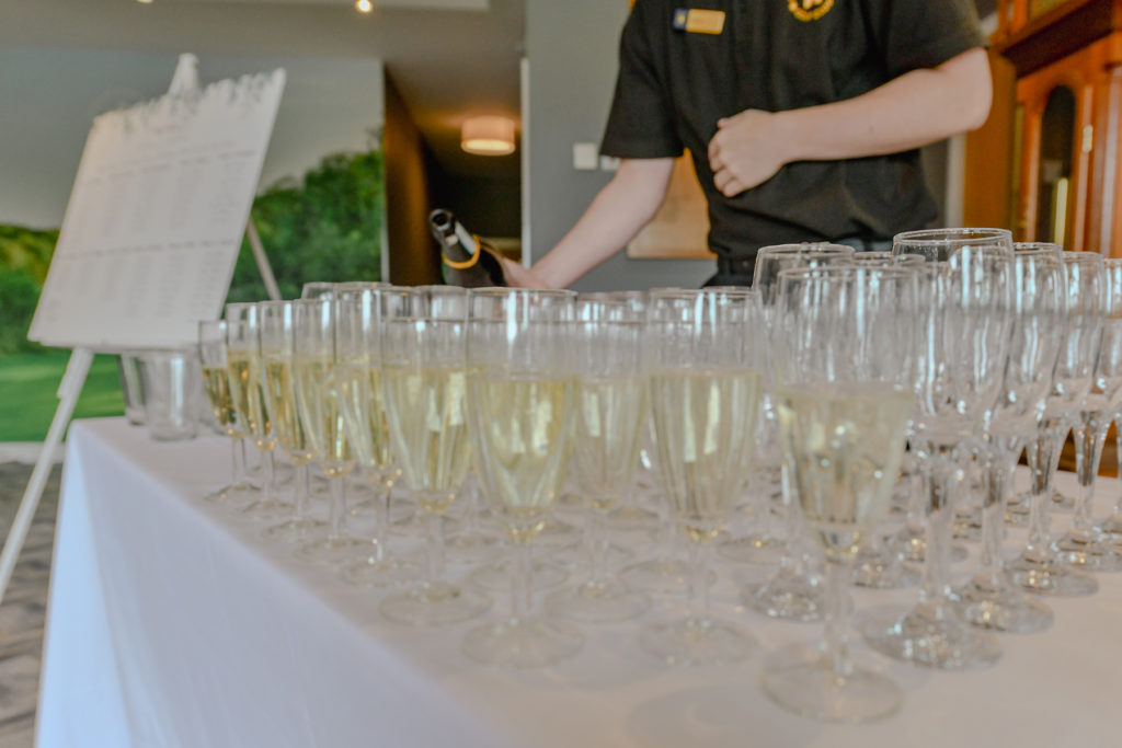 Drinks being poured for a wedding reception